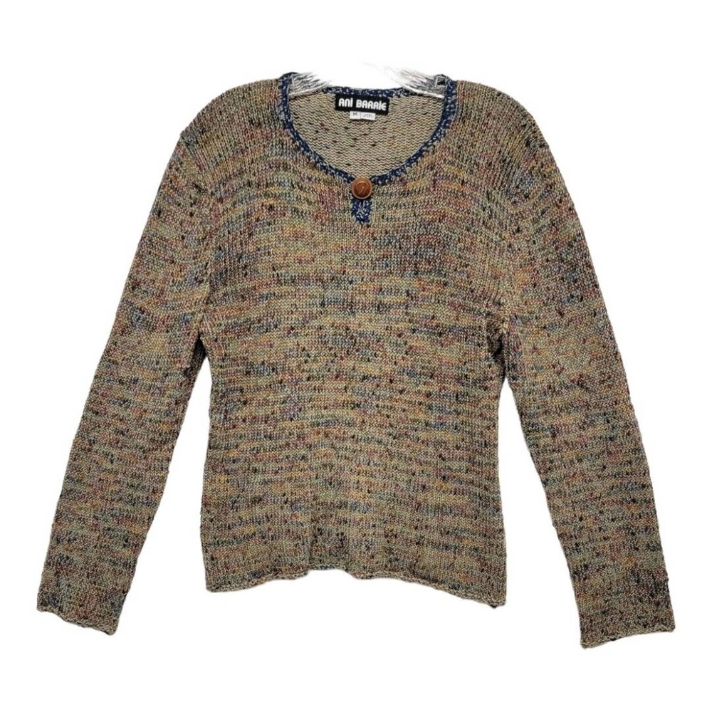 Ani Barrie Multicolor Pullover Sweater With Wooden Button Detail Size M - Picture 1 of 5
